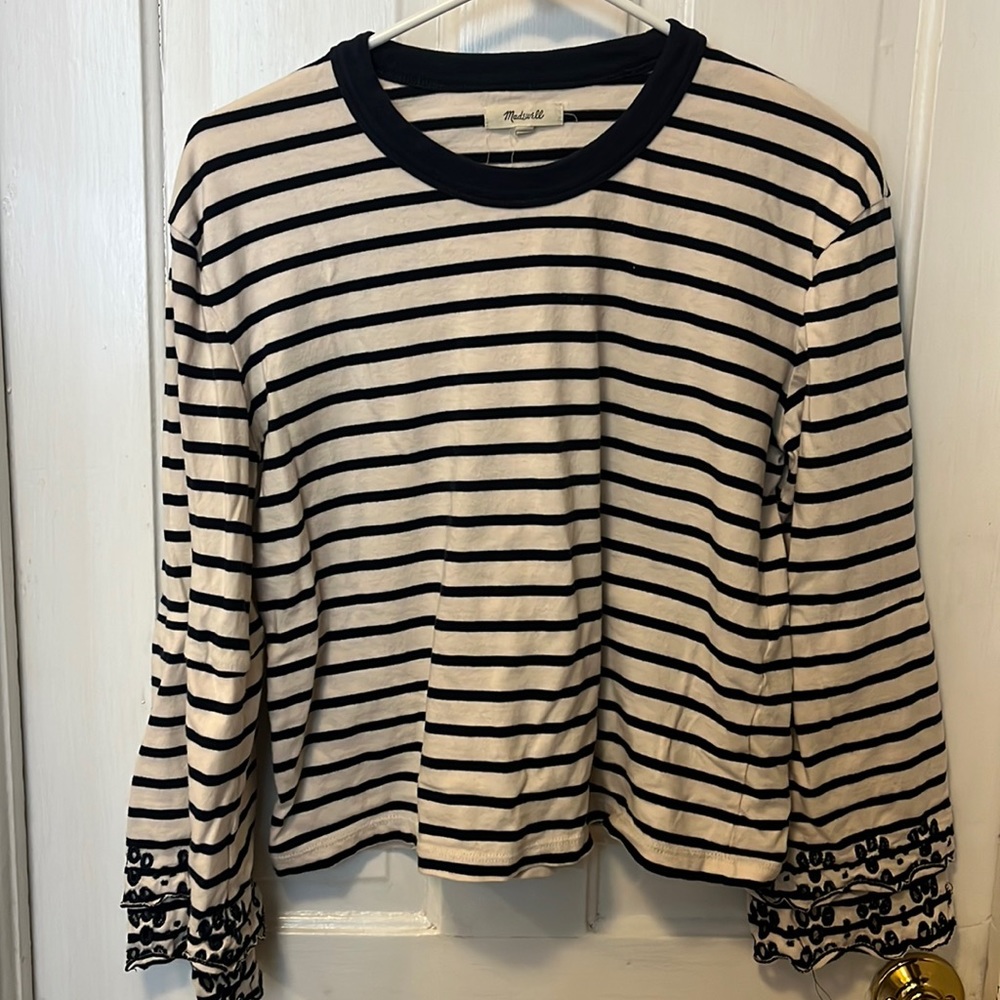 Madewell Stripped Top with Eyelet Sleeves